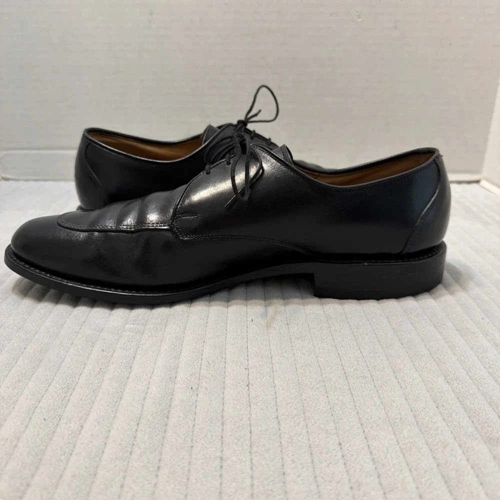 Allen Edmonds Burton Mens 11 B Black Leather Moc Toe Oxford Derby Dress Shoes